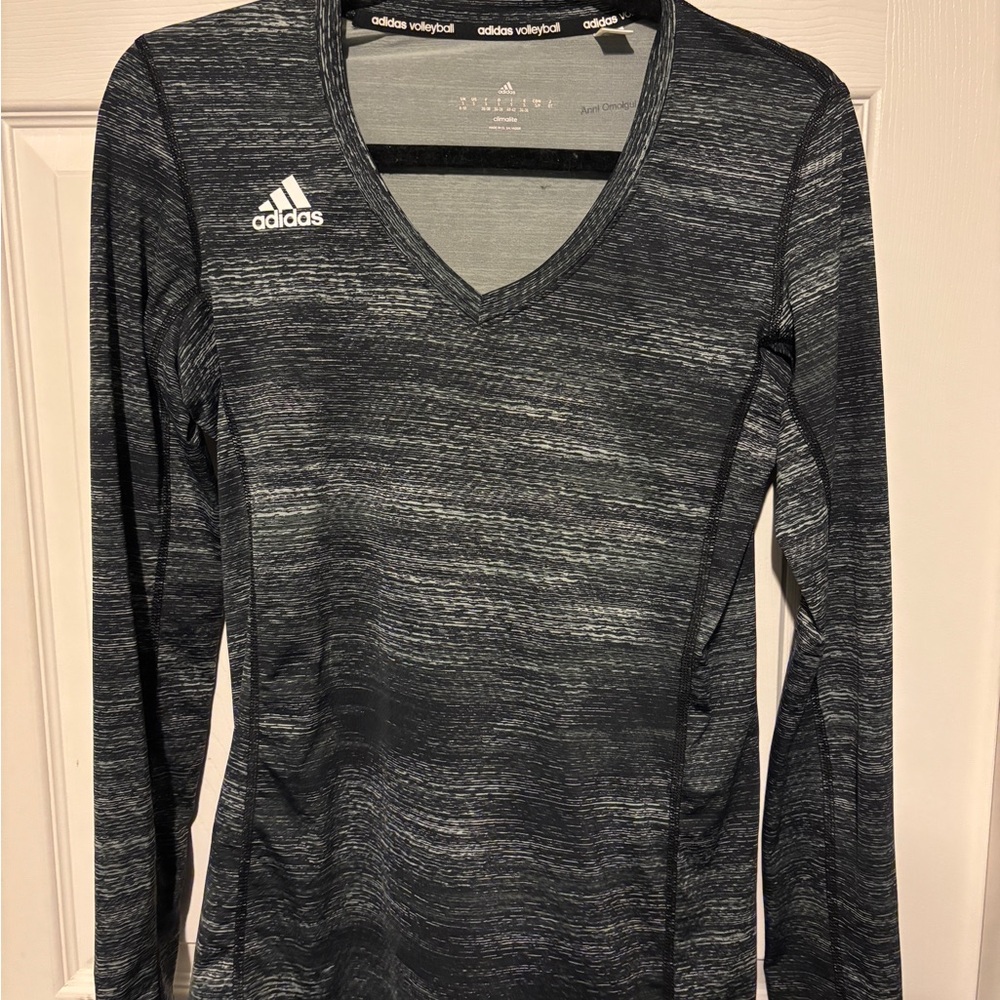 Adidas Women's Black and Gray Long Sleeve Tee